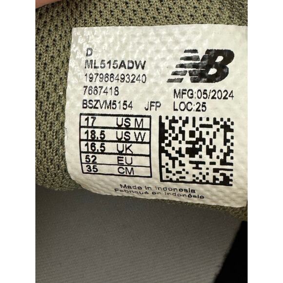 New Balance 515 'Dark Olive Casual Sneakers Men's Size 17 ML515ADW Flaws READ - Picture 4 of 12